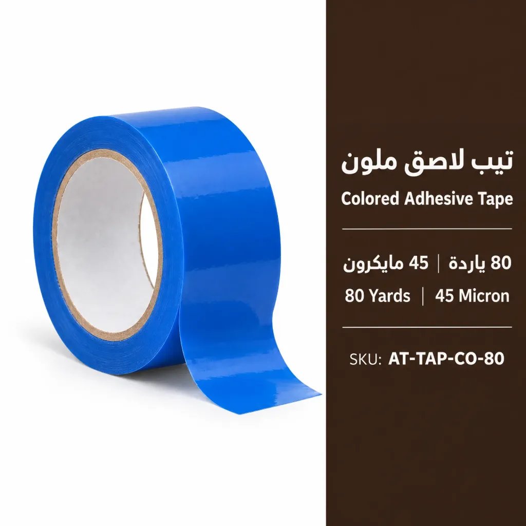 تيب لاصق ملون 80 ياردة، 45 مايكرون | Colored Adhesive Tape 80 Yards, 45 Micron