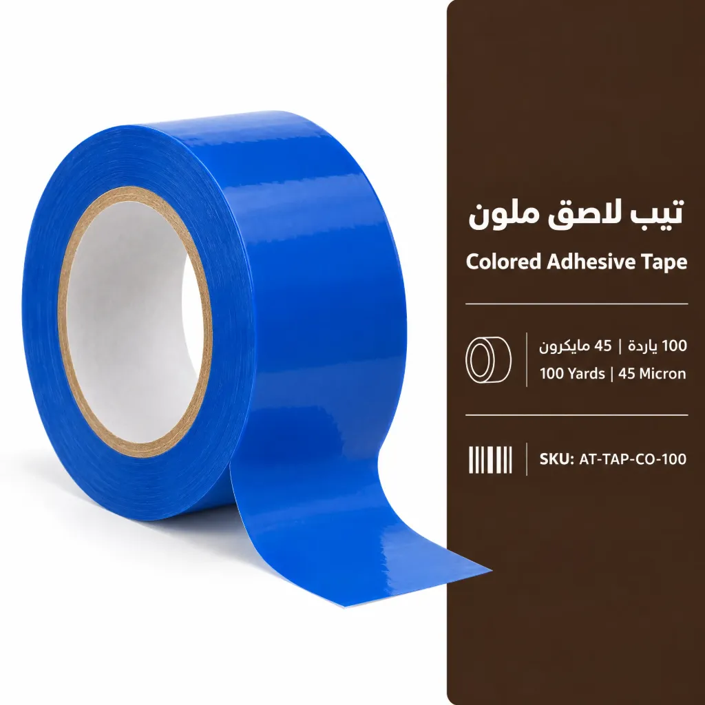تيب لاصق ملون 100 ياردة، 45 مايكرون | Colored Adhesive Tape 100 Yards, 45 Micron