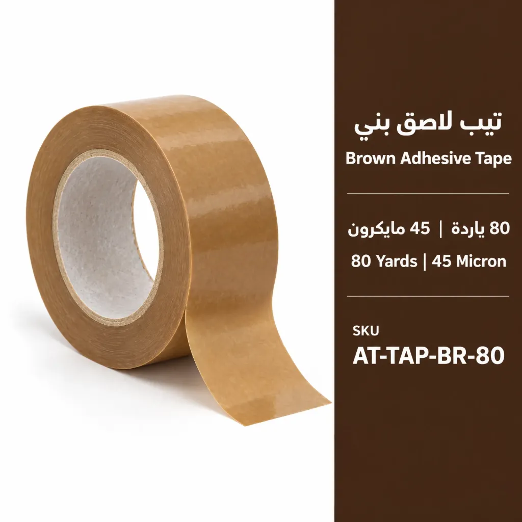 تيب لاصق بني 80 ياردة، 45 مايكرون | Brown Adhesive Tape 80 Yards, 45 Micron
