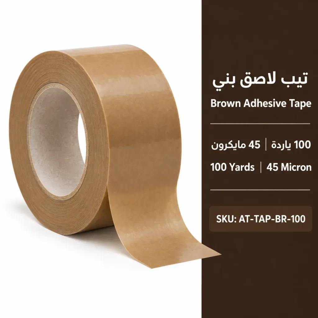 تيب لاصق بني 100 ياردة، 45 مايكرون | Brown Adhesive Tape 100 Yards, 45 Micron