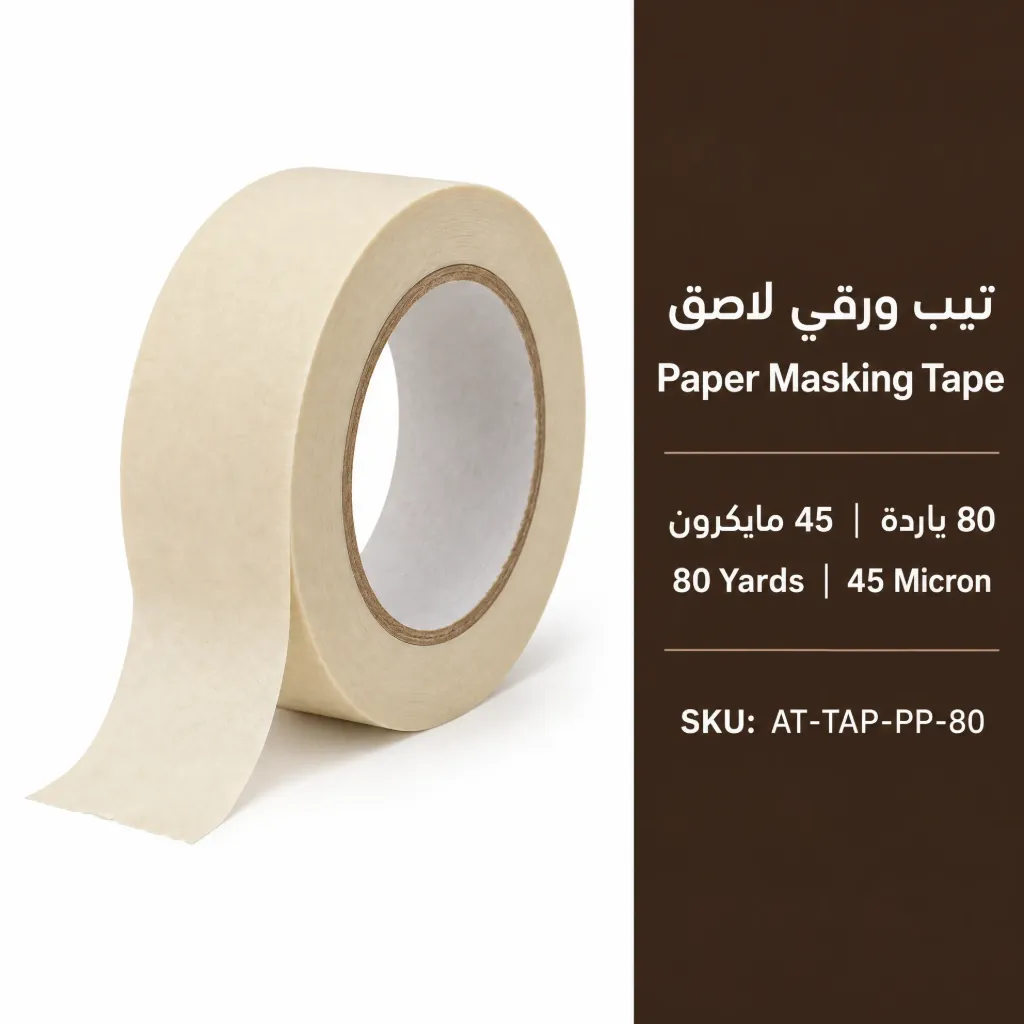 تيب ورقي لاصق 80 ياردة، 45 مايكرون | Paper Masking Tape 80 Yards, 45 Micron
